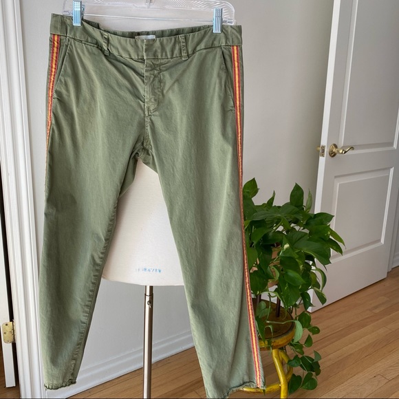 Nili Lotan Pants - Nili Lotan Green East Hampton Pants with Tape